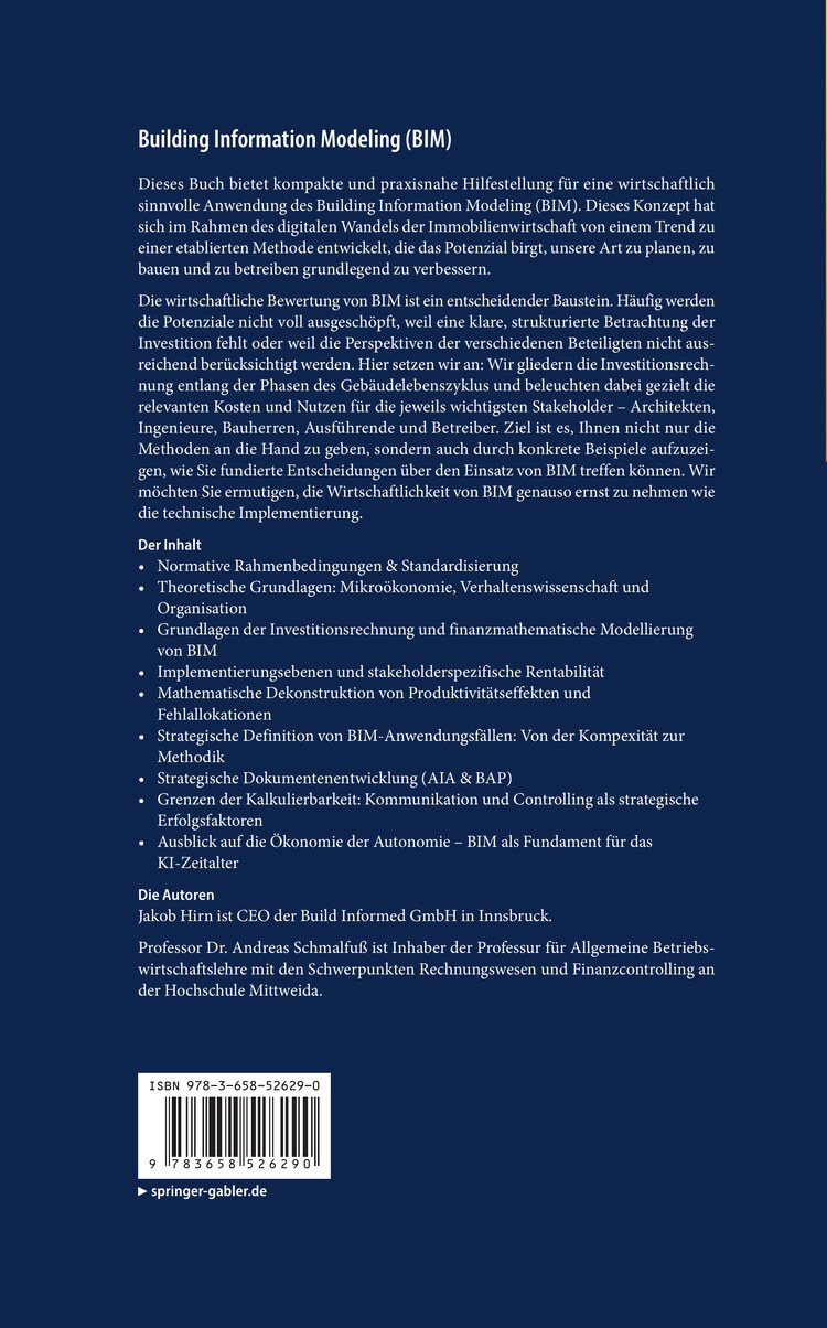Buchcover Rückseite: Klappentext, Inhaltsübersicht, Angaben zu den Autoren und ISBN 978-3-658-52629-0