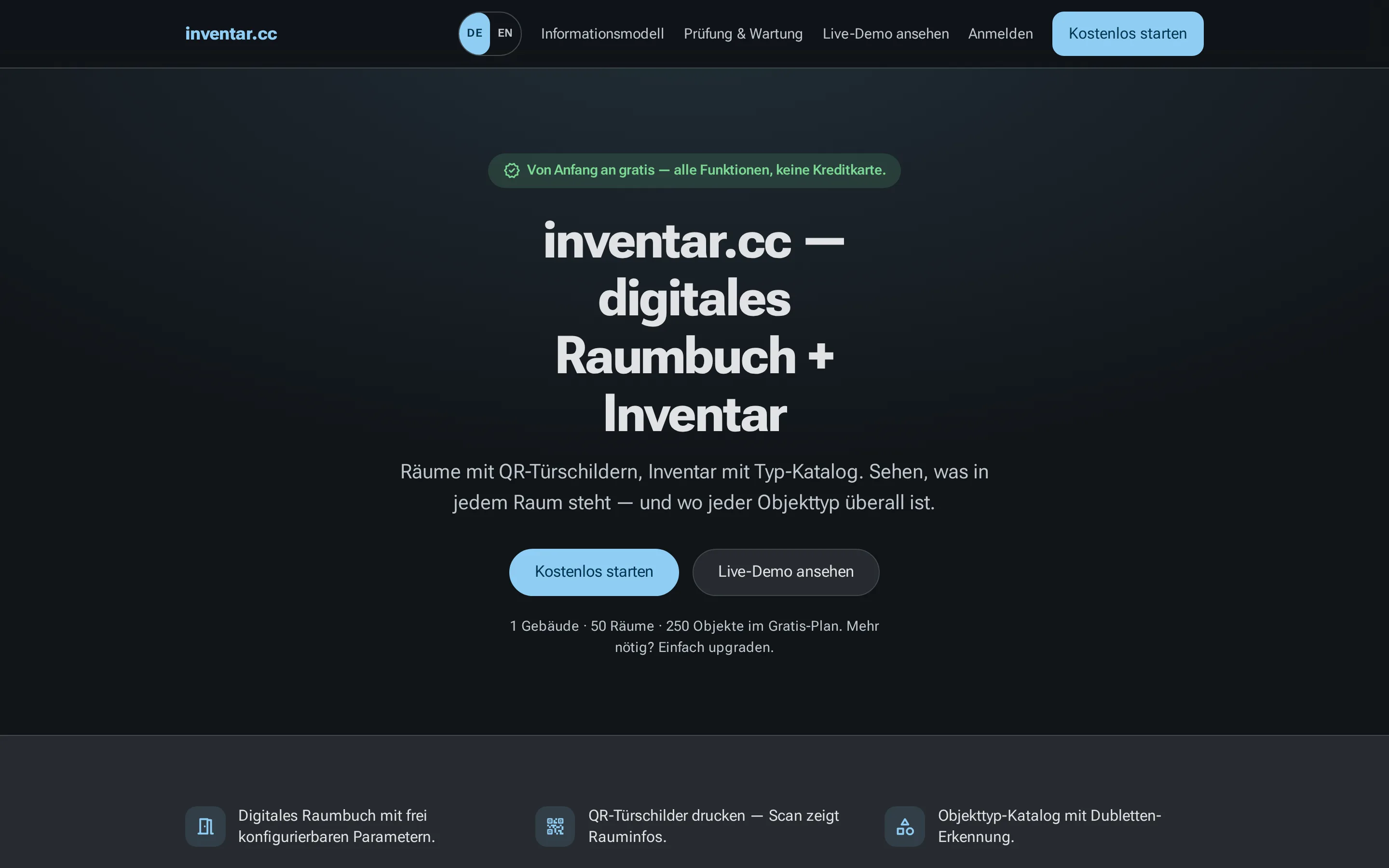 inventar.cc: digitales Raumbuch und Inventar mit QR-Türschildern