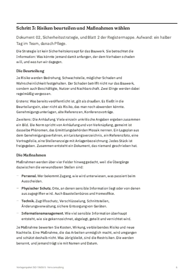 Seite aus dem Leitfaden zu Schritt 3, Risiken beurteilen und Maßnahmen wählen